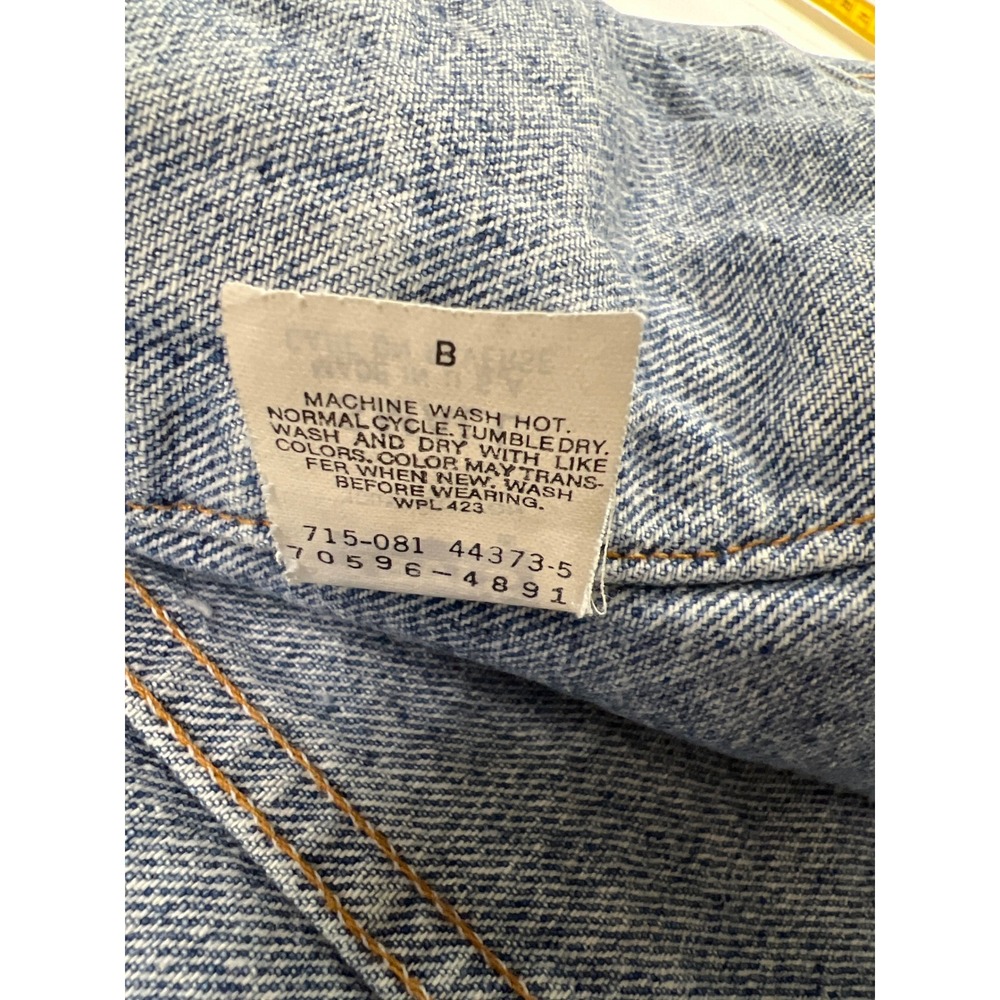 Levi's Denim Jacket Womens Small Blue Vintage 70596 Longline Drawstring Made USA - Picture 5 of 9
